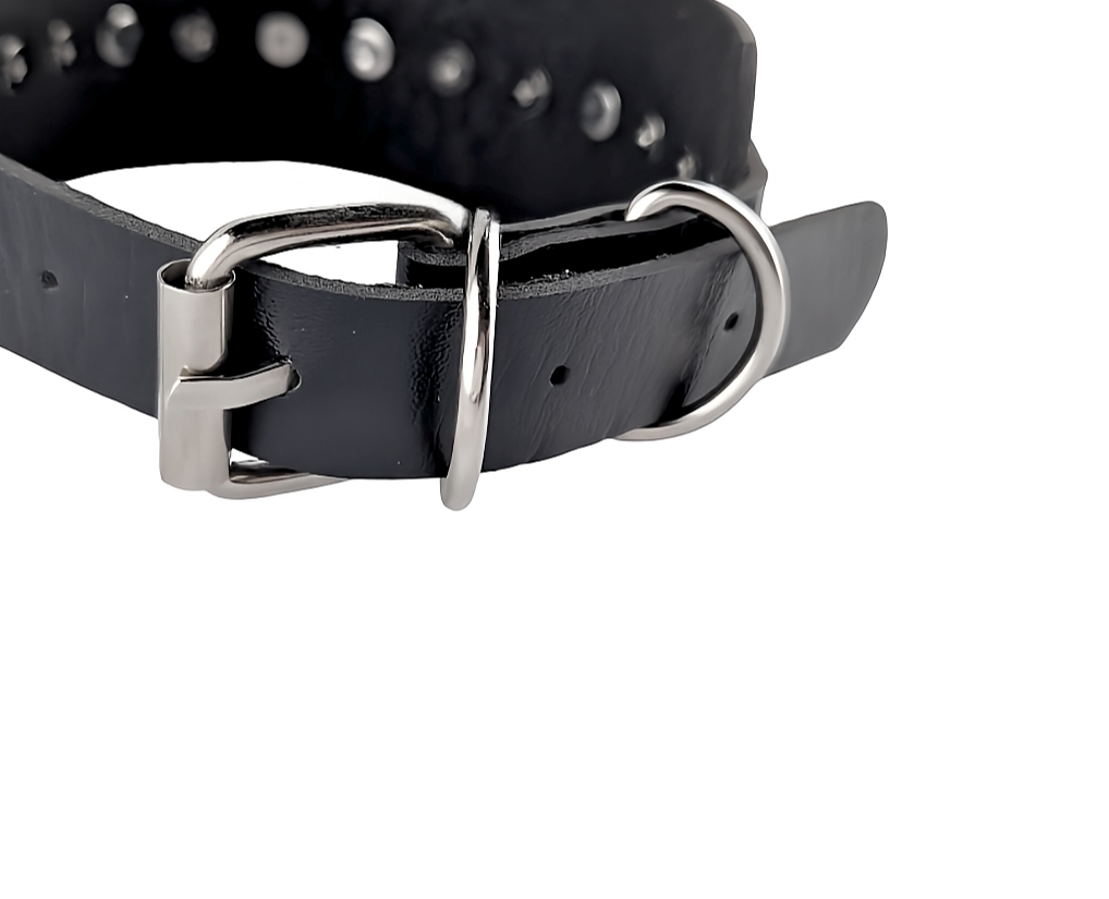 Halsband mit Kette und Nieten Fetisch BDSM Frauen Männer Halskette Schwarz – Bild 4