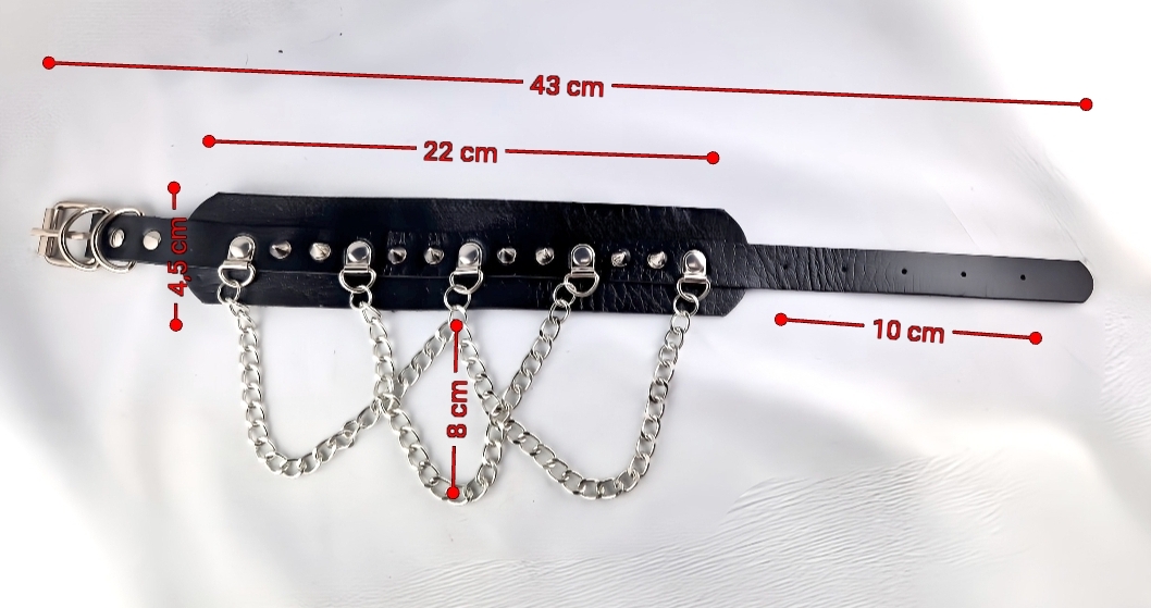 Halsband mit Kette und Nieten Fetisch BDSM Frauen Männer Halskette Schwarz – Bild 2