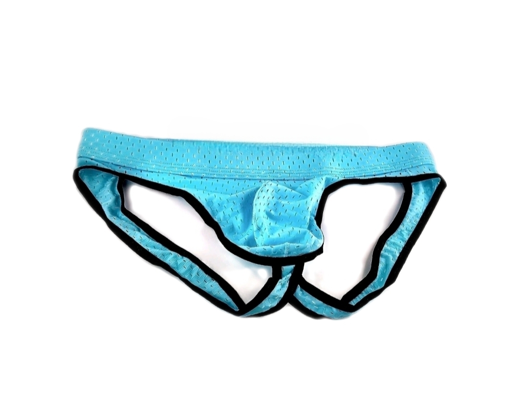 Herren Ouvert Unterhose Pofrei Männer Slip Netzmuster Hinten Frei S M L XL Blau – Bild 5