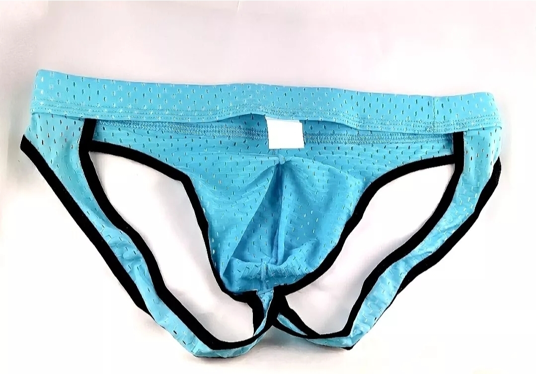 Herren Ouvert Unterhose Pofrei Männer Slip Netzmuster Hinten Frei S M L XL Blau – Bild 4