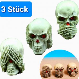 Kreative 3 Affen Figur in Skelettkopf Schädel Motiv Dekoration Geschenkidee