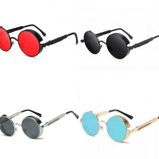 70er Hippie Brille Runde Sonnenbrille Rot Schwarz Blau Grau