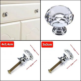 Türgriffe Kristallgriffe Diamantform Möbelgriffe 3x3cm 4x3,4cm Schrankgriffe Silber
