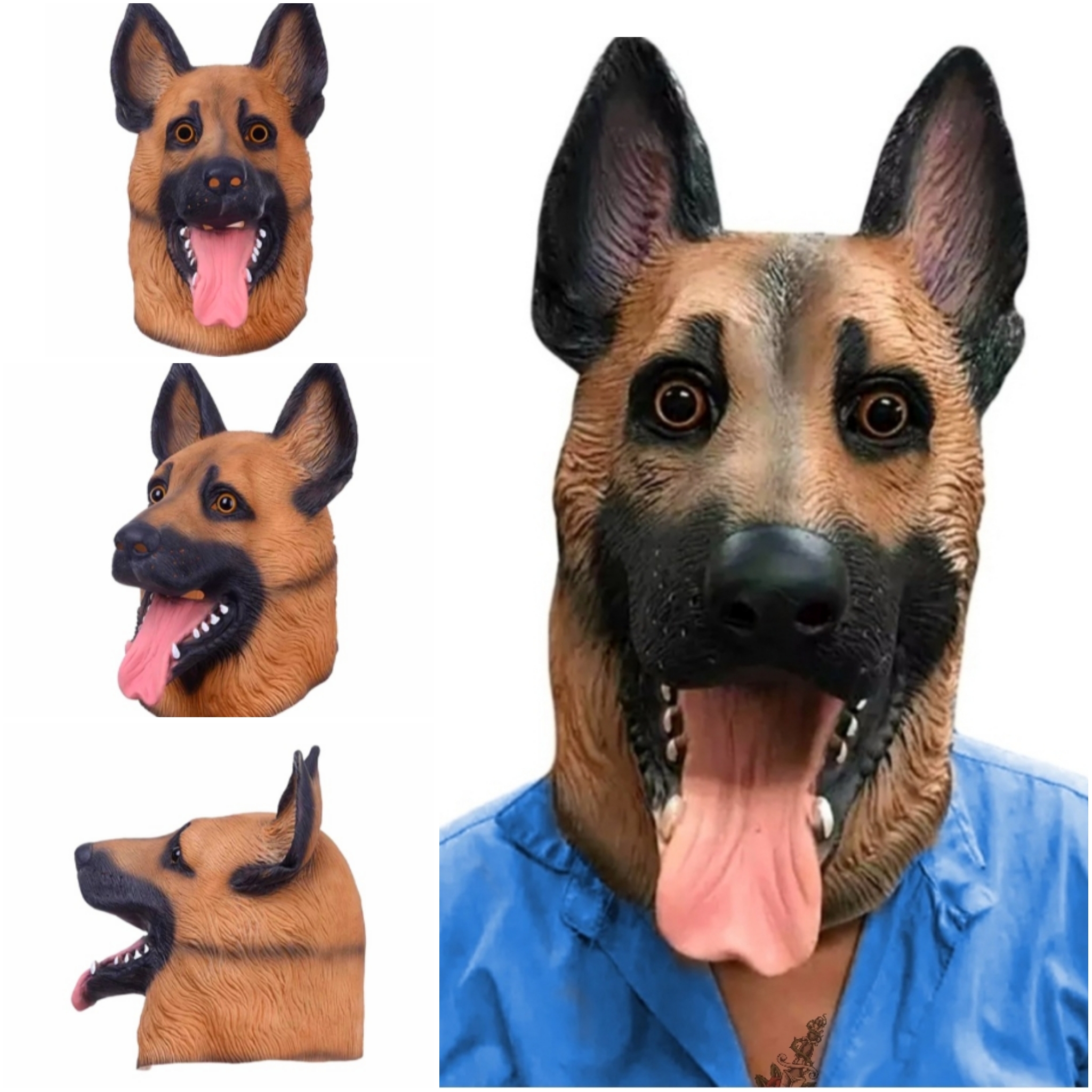 Hundemaske Schäferhund Maske Hund Tier Gesichtsmaske Hunde Fastnacht Kostüm Halloween
