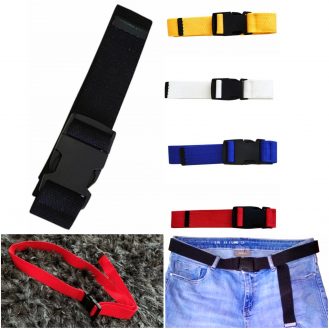 Damen Herren Gürtel Schwarz Rot Blau Gelb Weiß 120cm Kunststoff Schnalle Hängegürtel