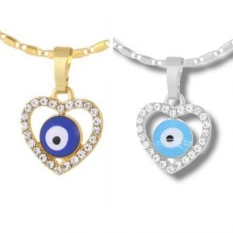 Blaue Auge Nazar Boncuk Für Frauen Herz Anhänger Mit Halskette Strasssteine Damen Schmuck