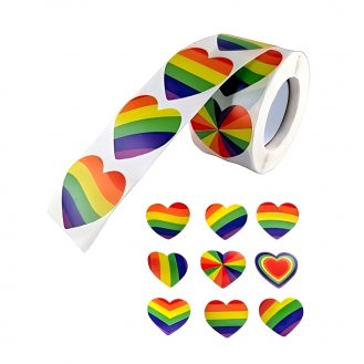 500 Regenbogen Herzen Papier Aufkleber Geschenkidee Etiketten Rolle Farbig Herz