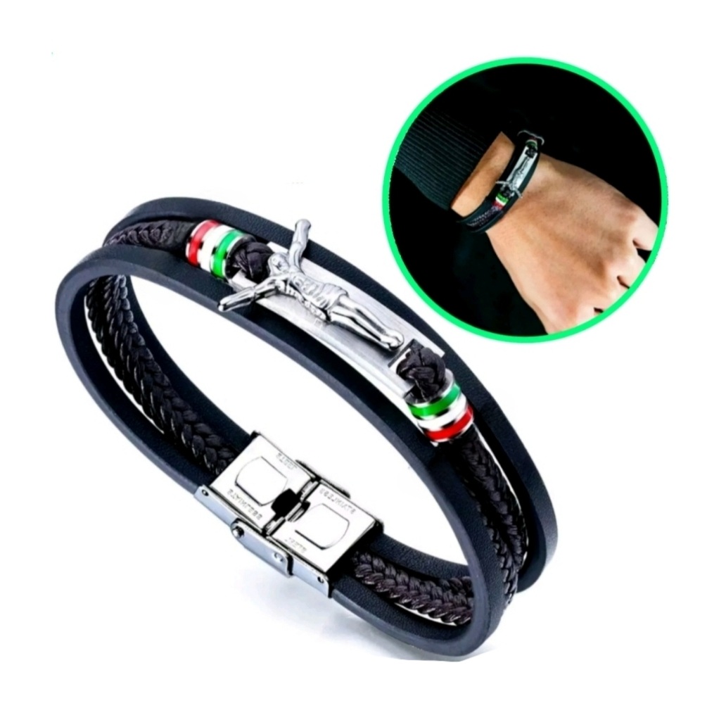 Armband Italien Flagge Italienische Fahne Schmuck Armschmuck mit Jesus Symbol