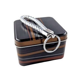 Silberfarbene Schlüsselanhänger Kunstleder Geflochten Anhänger mit Metallring