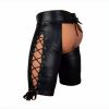 Männer Halbhose Lederoptik Fetisch Herren Kostüm Kunstleder  Hose S M L XL XXL – Bild 3