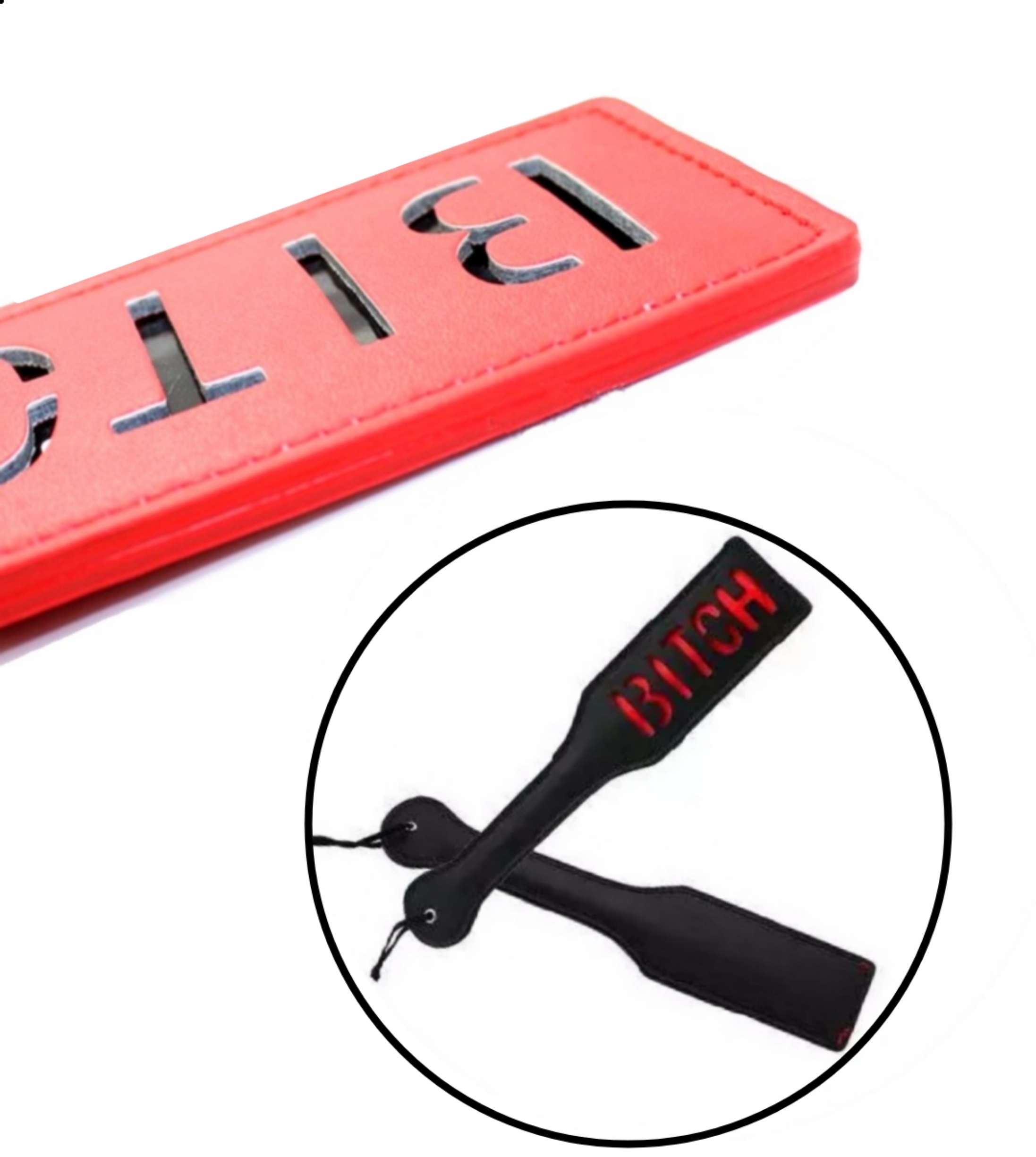 Peitsche Klatsche BDSM Fetisch mit Beschriftung Rollenspiele Rosa Schwarz Rot – Bild 4