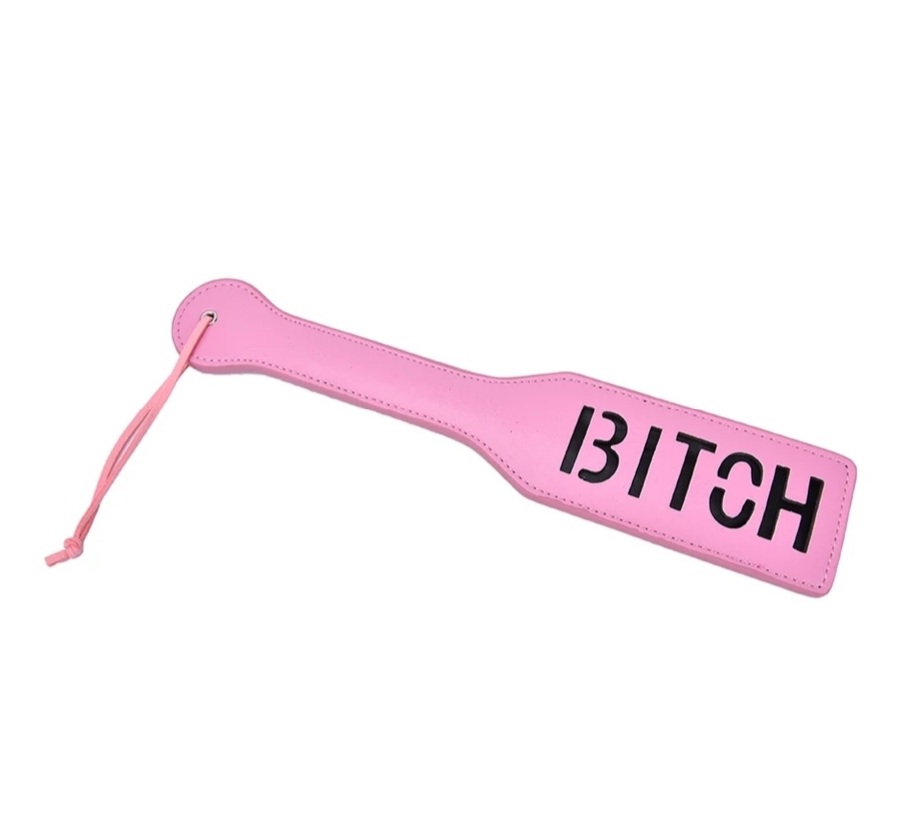 Peitsche Klatsche BDSM Fetisch mit Beschriftung Rollenspiele Rosa Schwarz Rot – Bild 2