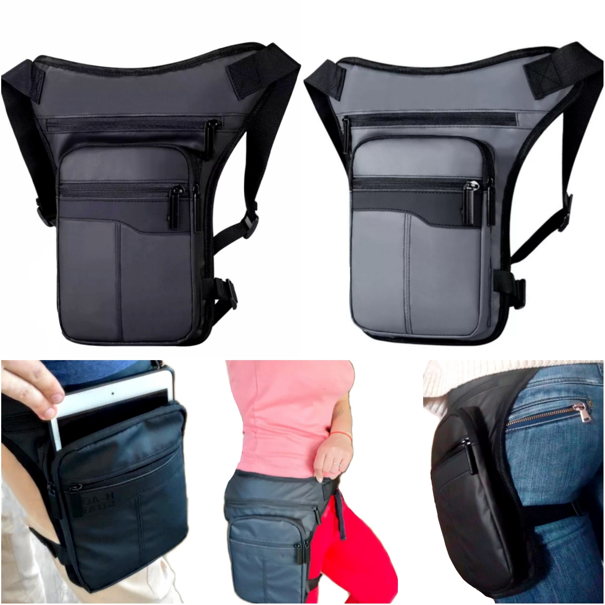 Hüfttasche Beintasche Gurttasche Gürteltasche Oberschenkel Tasche Grau Schwarz