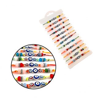 12x Farbige Armbänder mit Nazar Boncuk Blaue Auge Schmuck Geschenkidee Armband