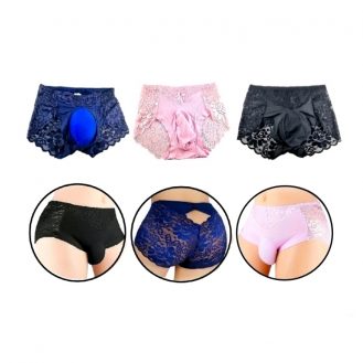 Männer Dessous Geblümt Reizwäsche Herren Unterhose Blau Rosa Schwarz