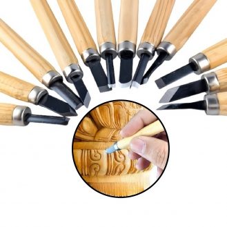 12 Stk. Holzschaber mit Holzgriff Holzbeitel Holz Meißel Stechbeitel Feinschnitt Holzschnitzereien