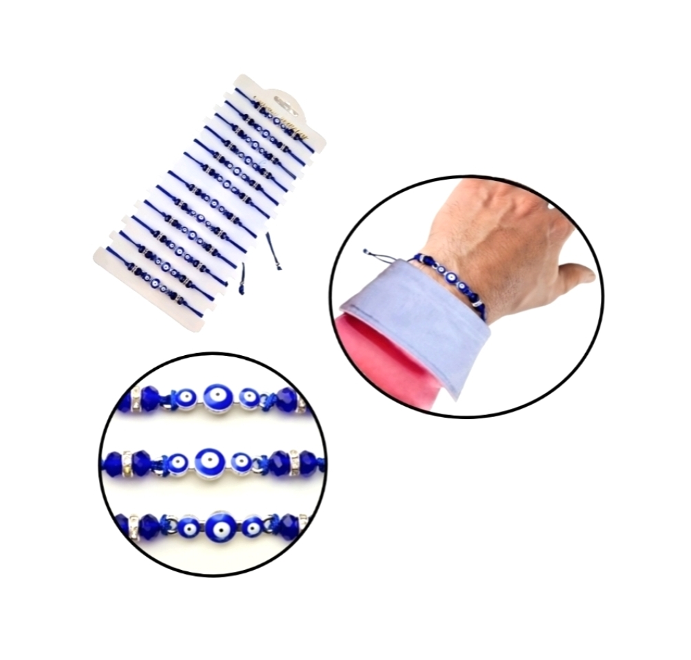 12x Armband mit Nazar Boncuk Blaue Auge Perlenoptik Arm Modeschmuck Geschenkidee