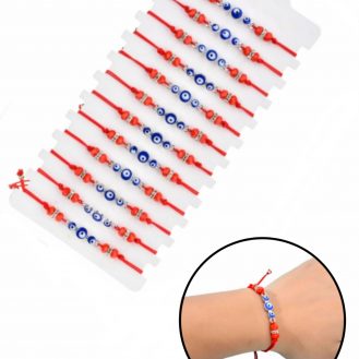 12x Rote Armband mit Blaue Nazar Boncuk Auge Perlenoptik Schmuck Geschenkidee