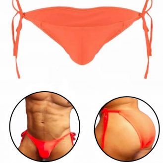 Kreative Herren Unterhose mit Schnur Orange Schnüre Seitlich Bodybuilder Slip