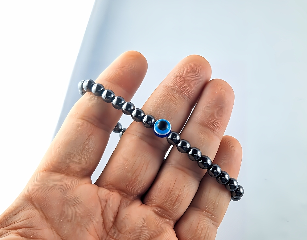 Silberfarbene Armband mit Blaue Nazar Boncuk Armreif Modeschmuck Dehnbar – Bild 2