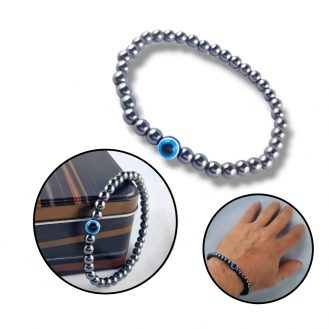 Silberfarbene Armband mit Blaue Nazar Boncuk Armreif Modeschmuck Dehnbar