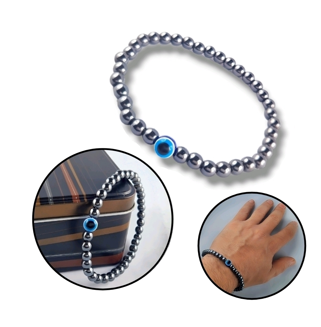 Silberfarbene Armband mit Blaue Nazar Boncuk Armreif Modeschmuck Dehnbar