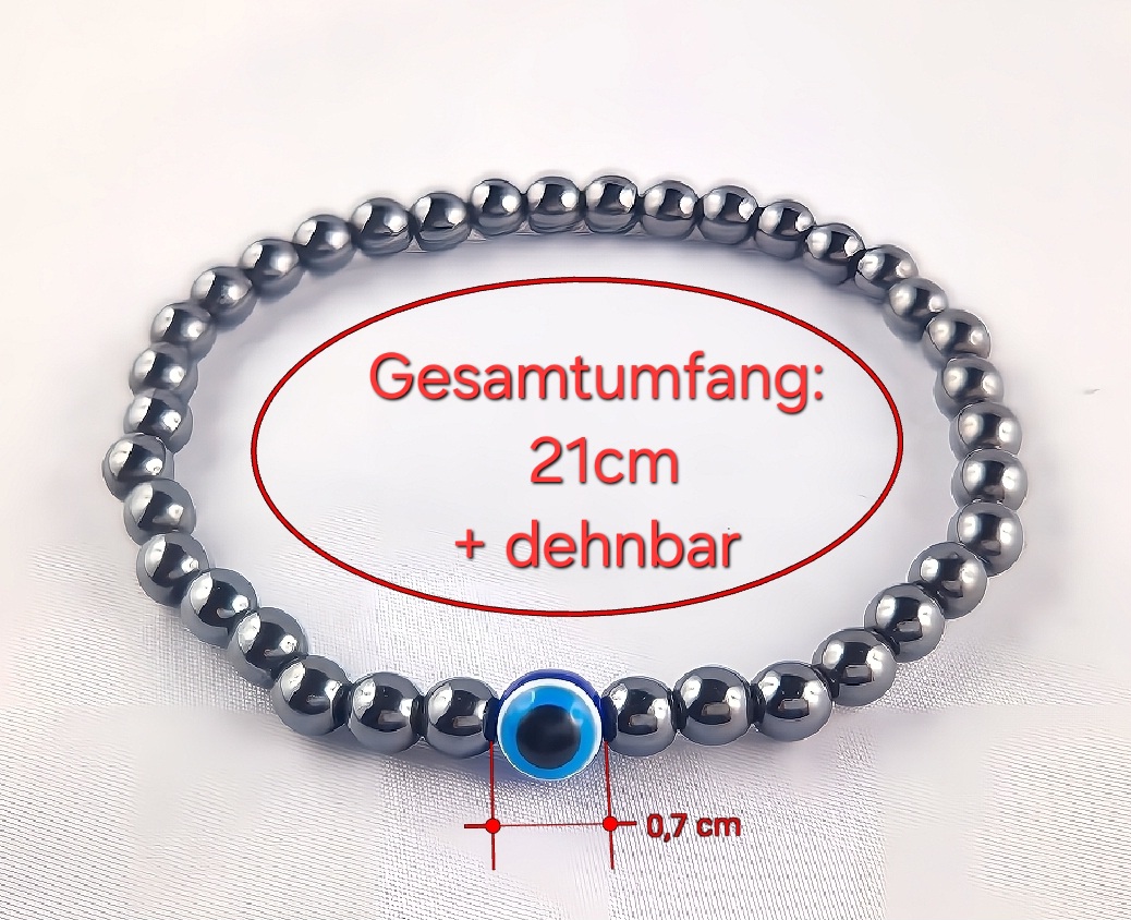 Silberfarbene Armband mit Blaue Nazar Boncuk Armreif Modeschmuck Dehnbar – Bild 5