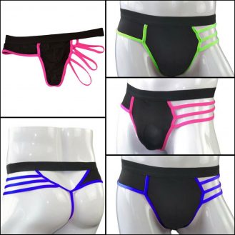 Kreative Männer Unterhose String mit Schnüren Seitlich Neongrün Rosa Blau Herren Slip