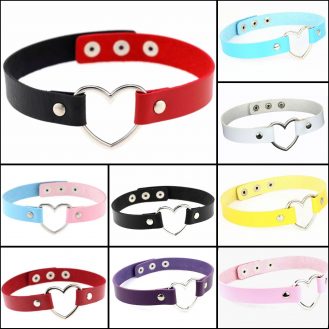 Halsband Mit Herz Anhänger Halskette Halsschmuck Schmuck Lederoptik Mehrfarbig