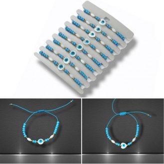 8 Stück Armband mit Nazar Boncuk Rund und Herz Motiv Blaue Auge Modeschmuck