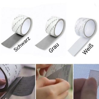 Fensternetz Fliegengitter Reparatur Klebeband 5x200cm Flickzeug Schwarz Weiß Grau