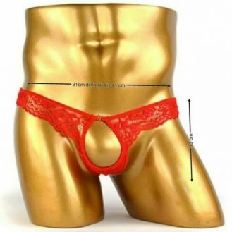 Männer G-String Rot Transparent Slip Tanga Vorne Offen Herren String