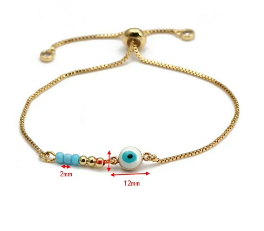Goldfarbene Armband mit Nazar Boncuk Blaue Auge Schmuck Geschenkidee Armschmuck – Bild 3