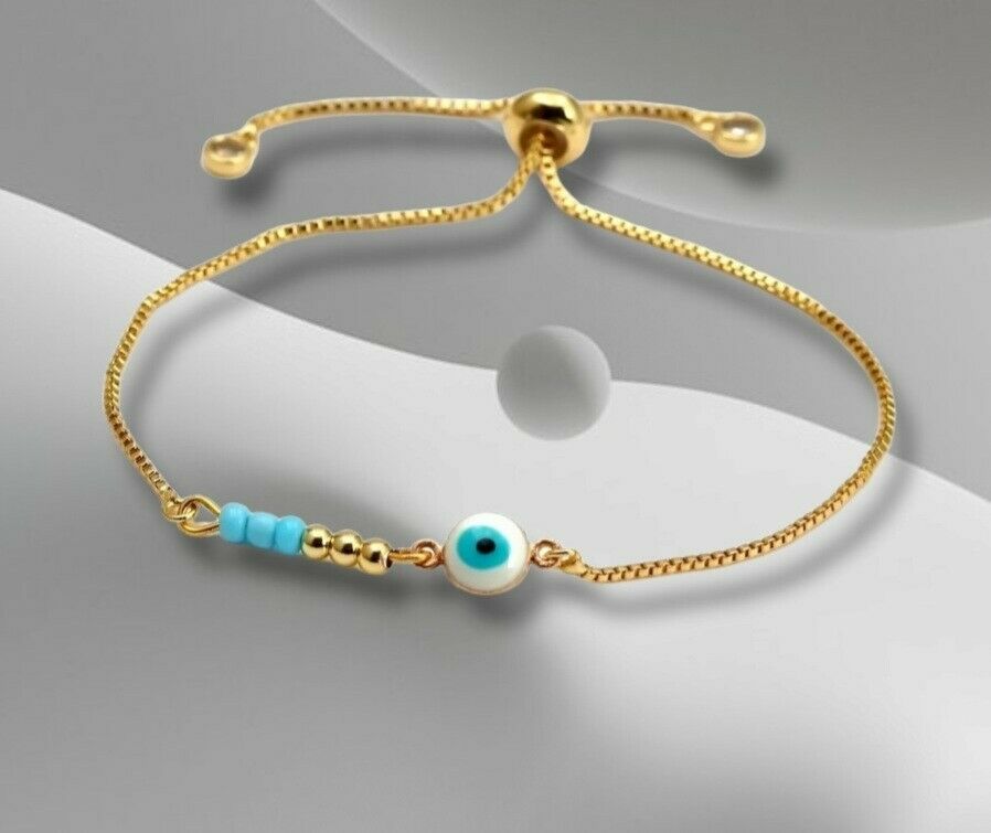 2 Stück Goldfarbene Armband mit Nazar Boncuk Blaue Auge Geschenkidee Arm Schmuck – Bild 7