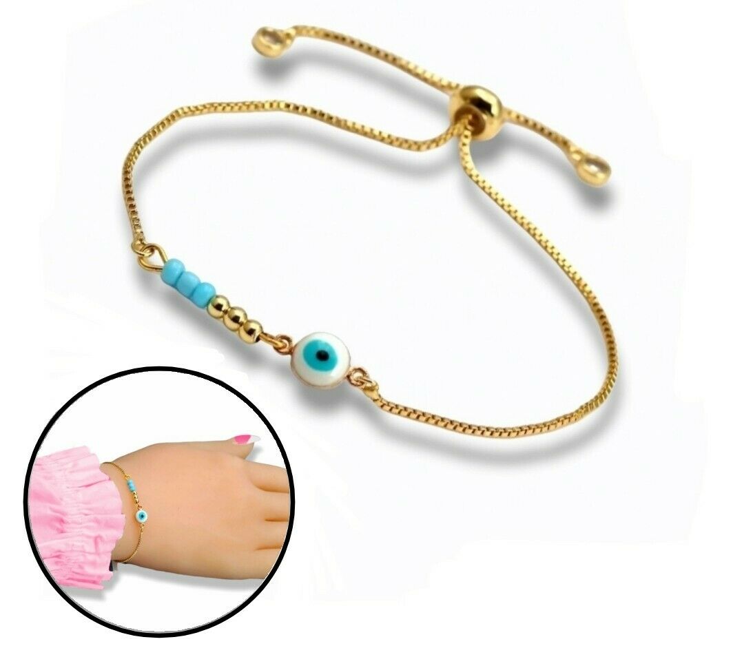 2 Stück Goldfarbene Armband mit Nazar Boncuk Blaue Auge Geschenkidee Arm Schmuck – Bild 6