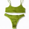 Damen Bikini 2 Teiler Set G-String Badehose Frauen Badeslip Grün Gelb Badeanzug – Bild 3