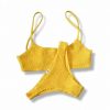 Damen Bikini 2 Teiler Set G-String Badehose Frauen Badeslip Grün Gelb Badeanzug – Bild 2