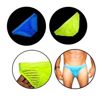 Herren Transparent Unterhose Männer Slip Durchsichtig Unterwäsche Neongelb Neonblau