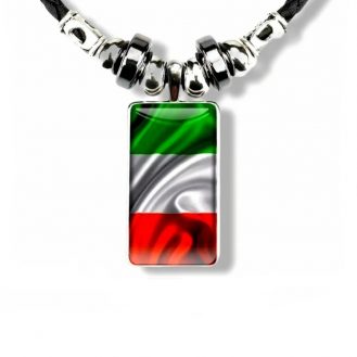 Italien Fahne Anhänger mit Halsband Halsschmuck Modeschmuck Italienische Flagge