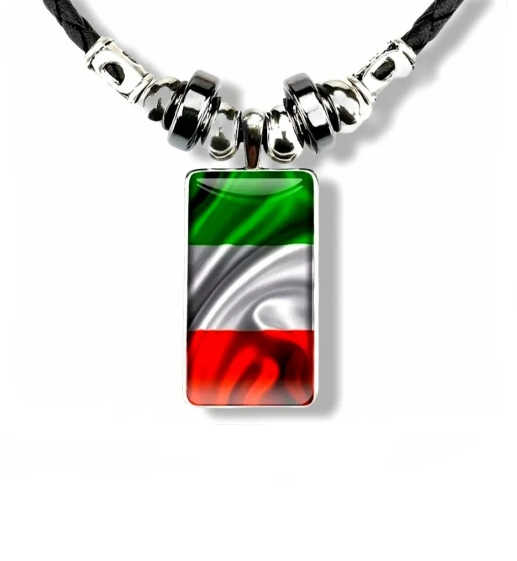 Italien Fahne Anhänger mit Halsband Halsschmuck Modeschmuck Italienische Flagge