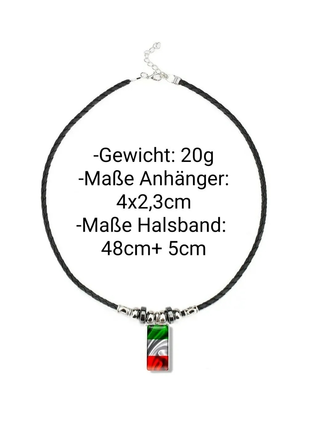 Italien Fahne Anhänger mit Halsband Halsschmuck Modeschmuck Italienische Flagge – Bild 2