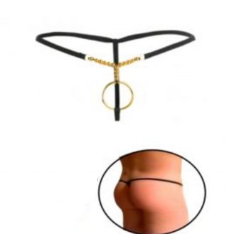Männer G-String Mit Goldfarbene Ring Unterhose Schwarz Herren Perlenoptik SlipTanga String Elastisch