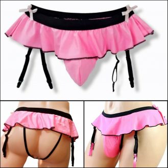 Männer Ouvert G-String mit Strapshalter Rosa Slip Tanga Herren