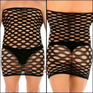 Männer Minirock Durchsichtig Herren Kleid Reizwäsche Dessous Eng Rock Schwarz