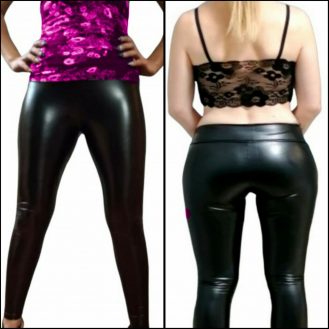 Damen Leggings Lederoptik Enge Lange Hose Legging Wetlook Naßlook S M L XL 2XL
