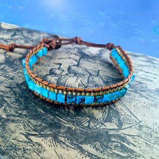 Elegante Armband Modeschmuck Türkis Blau Braun Armreif Naturstein Armschmuck