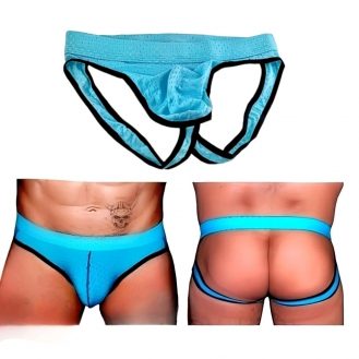Herren Jockstrap Männer Ouvert Pofrei Slip Reizwäsche Unterhose Blau S M L XL