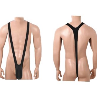 Männer Mankinihöschen Bodysuit String Herren Dessous Schwarz