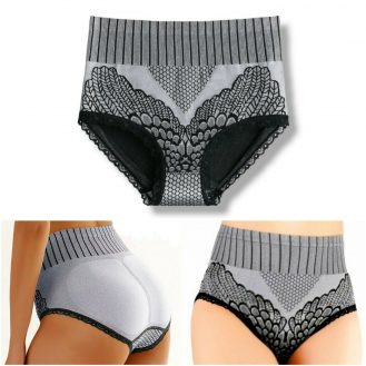 Damen Hohe Taillenslip Bauchweg Unterhose Grau Einheitsgröße Elastisch Dehnbar