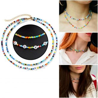 2 Stück Love Regenbogen Halskette Farbig Damen Modeschmuck